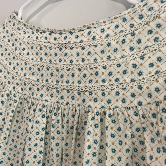 Universal Thread Cream Floral Balloon Sleeve Pullover Top Front Ties Size S - Picture 10 of 10